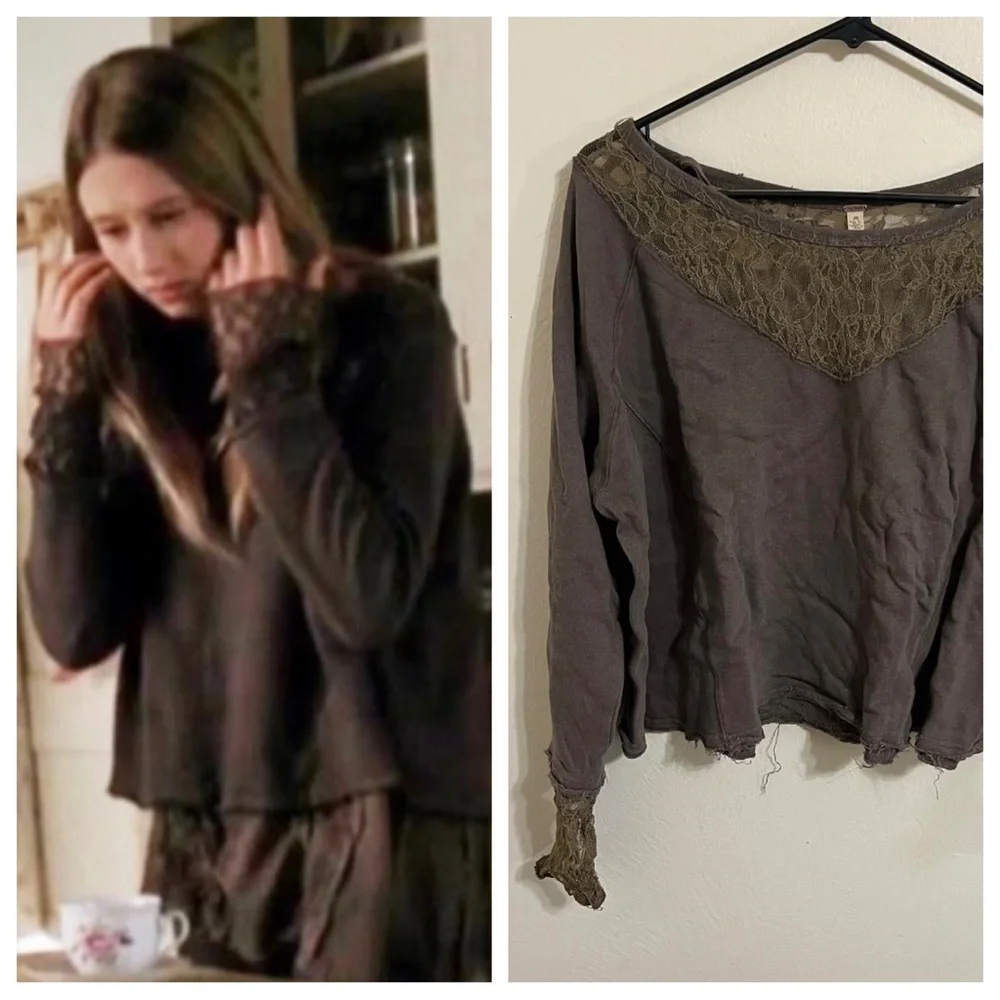 Free People Lace & Terry Top